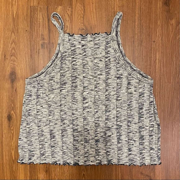 Anthropologie Akemi + Kin Striped Square Neck Ruffle Knit Tank Top - Picture 2 of 6